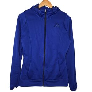 Kappa Womens Blue Logo Full Zip Hooded Giubbotto Track Jacket Medium